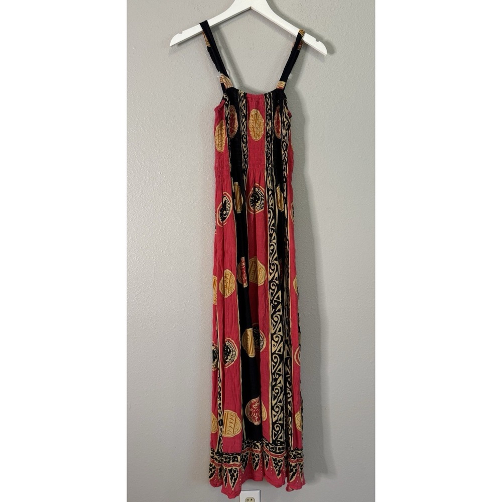 Boho Cotton Blend Maxi Dress Made in India Smocked‎ Festival Resort One Size
